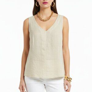 Apres Tan 100% Linen Sleeveless Tank Top NEW 34 M
